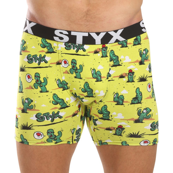 Styx Boksershorts til mænd, lange, kunst, sport, gummikaktus (UN1351)