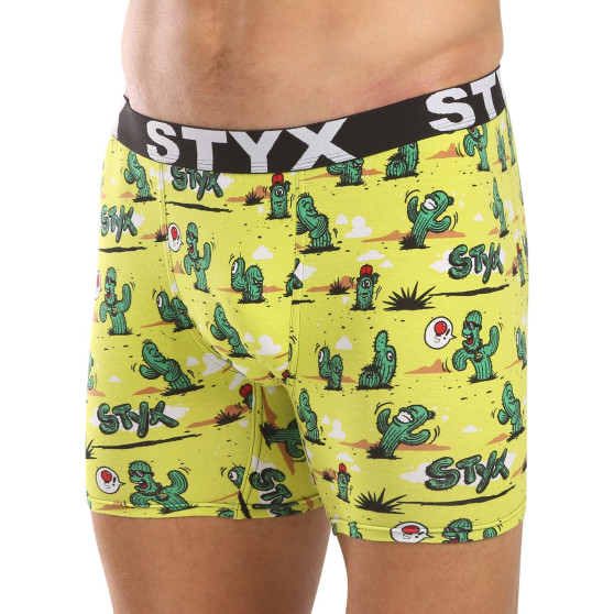 Styx Boksershorts til mænd, lange, kunst, sport, gummikaktus (UN1351)