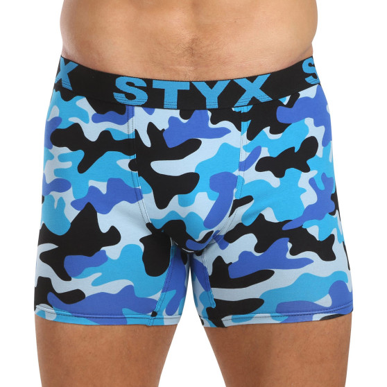 Styx Boxershorts til mænd lange art sportsgummi camouflage blå (UN1850)