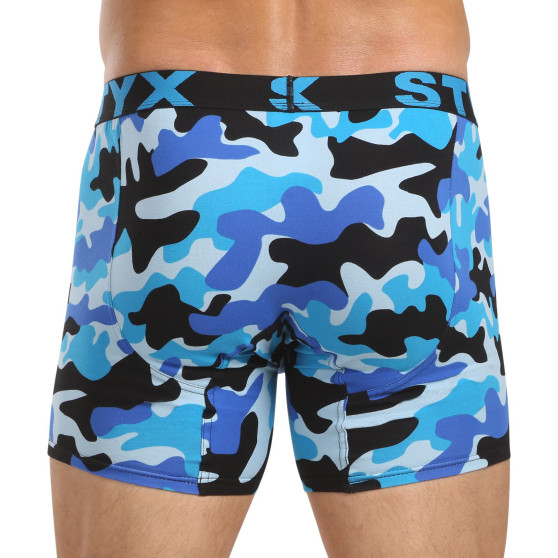 Styx Boxershorts til mænd lange art sportsgummi camouflage blå (UN1850)