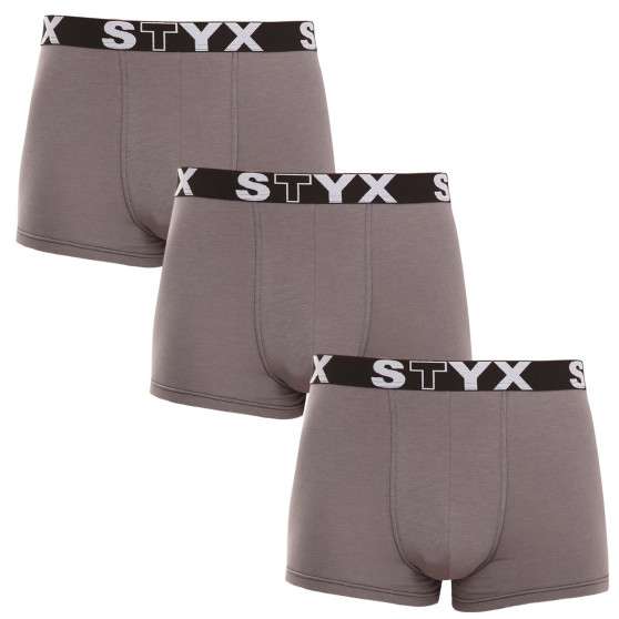 3PACK Boxershorts til mænd Styx sport gummi overstørrelse mørkegrå (R10636363)